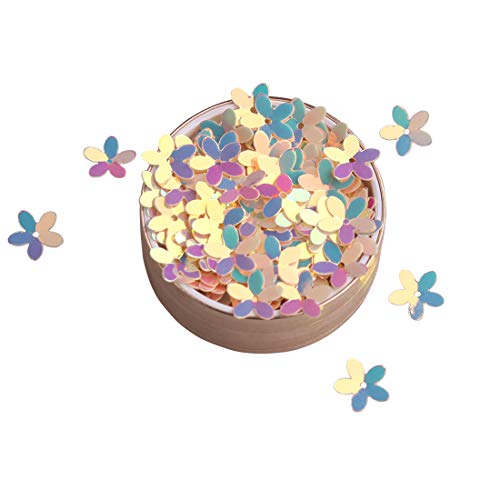10mm Colorful Iridescent Gold Pink Purple White Yellow Green 3D Flower Loose Sequins Paillettes (IRIS Champagne)