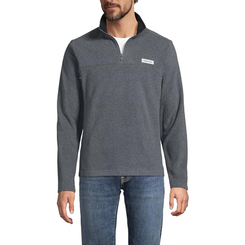 Lands' End Mens T100 Fleece Quarter Zip Dark Charcoal Heather Regular Medium