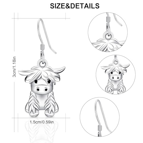 Highland Cow Earrings for Women, Highland Cow Print Earrings Jewelry Gifts for Women3
