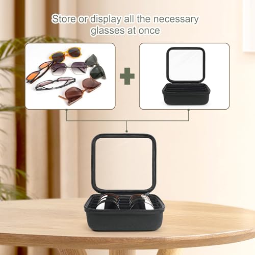 Image of Sunglasses Organizer Case for Multiple Pairs, Eyeglasses Storage Box Hard Shell Travel Eyewear Case Zipper Men Women