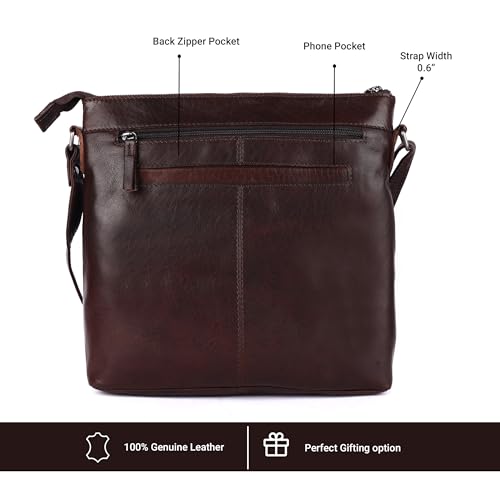 Image of LEDERBUCK Olga Women's Extra-Large Genuine Leather Crossbody Purse - Soft Triple-Zip Shoulder Bag