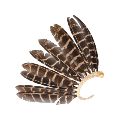 YUGSHNKFC フェザー付きイヤーカフ なし ピアスイヤリング イヤージュエリー インディアン エスニック プラム クリップ イヤーフック パフォーマンスパーティー インディアン エスニック プルームカフクリップ