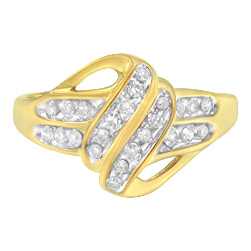 Haus of Brilliance 10K Yellow Gold Plated .925 Sterling Silver 1.0 Cttw Diamond Flower Cluster Open Halo Floral Ring (J-K Color, I2-I3 Clarity) - Size 6