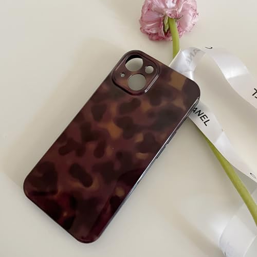 Coque iPhone 15 marron ambre avec chaîne perles tendance - 4
