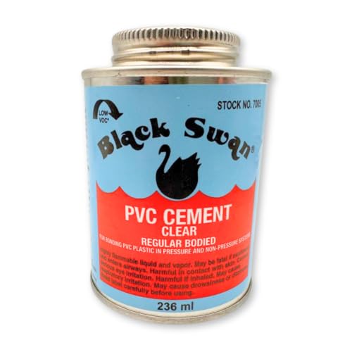 Black Swan PVC Cement – Clear Solvent Cement for PVC Pipe up to 4" (110mm) – Fast-Acting, Regular Bodied, Quick-Drying Adhesive for Strong, Leak-Proof Joints – LavaTap Plumbing (236ml)