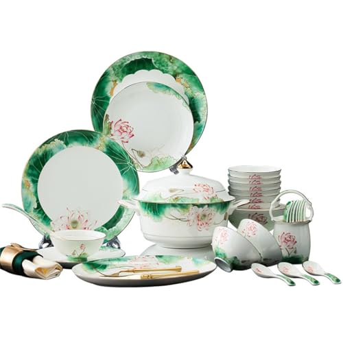DYHWAC Juego de Cuencos, Platos de cerámica for el hogar, Platos, vajilla de Porcelana China