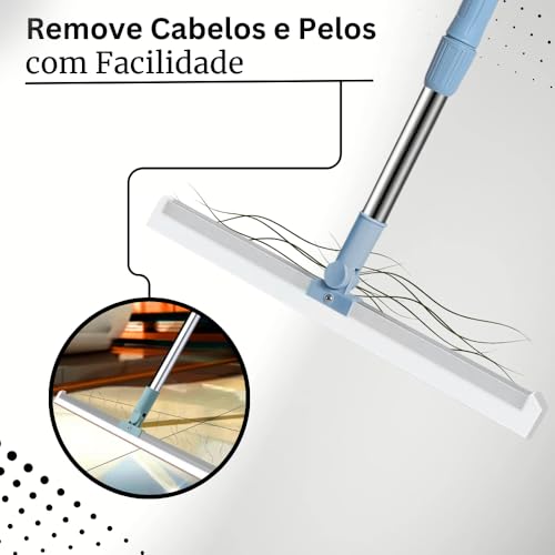 Rodo e Vassoura Mágica 2 em 1 com Raspador de Silicone 50cm, Multifuncional para Limpeza de Vidros,