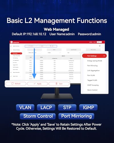 Image of 10-Port 2.5G Web Managed Ethernet Switch, Support LACP /VLAN /QoS /STP /IGMP, 2.5 Gigabit Network Switch, Metal Housing Fanless 2.5Gb Switch, Desktop /Wall-Mount