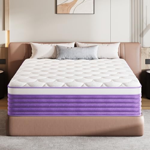 Queen Mattress,12 Inch Queen Size Mattress in a Box,Hybrid Memory Foam with Pocket Springs for Motion Isolation,Medium Firm ＆ Pressure Relief and Cool Sleep,CertiPUR-US Certified,No Fiberglass