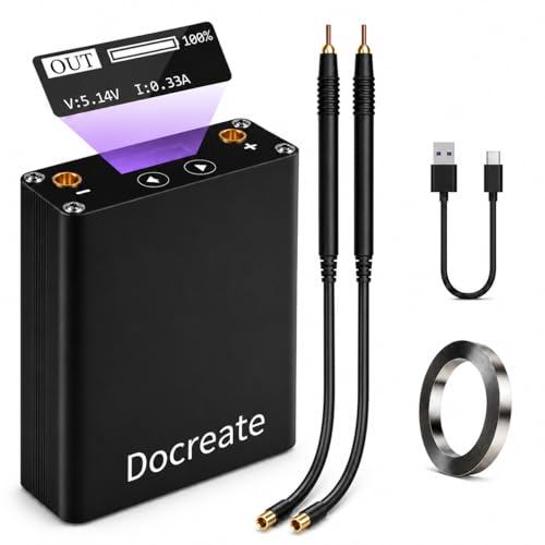 Docreate 5500W Handheld Spot Welder Portable Battery Spot Welding Machine with LCD Display 30-Level Adjustable Power 5500mAh USB-C Mini Welder Kit for 18650 Battery Packs