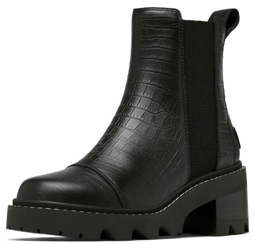 SOREL Women's Joan Now Chelsea Boot - Black, Tawny Buff - 8.5