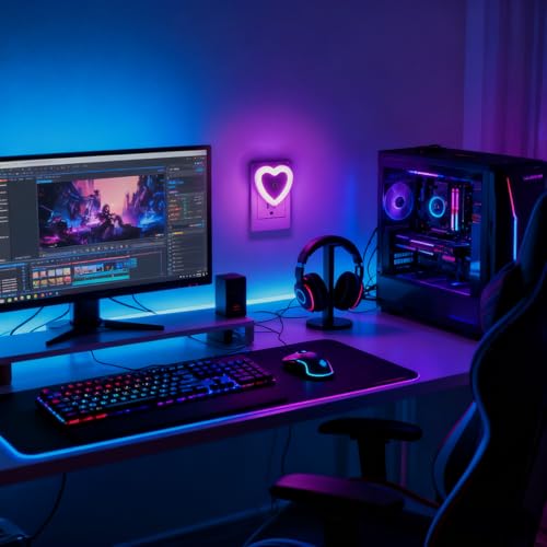 Image of LED Night Lights Plug in(2-Pack), Dusk to Dawn Sensor Auto-On /Off, Cute Nightlight Heart Shaped 0.5W for Bedroom, Bathroom, Kids Room, Nursery, Hallway (Pink)