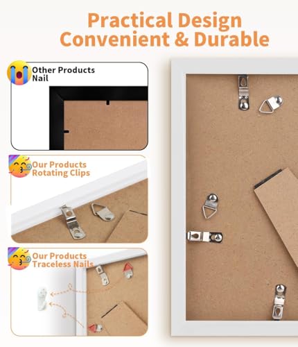 Anhow Bilderrahmen 30x30 cm 4er Set, Weiß Freistehende Fotorahmen mit Passepartout für 20x20 cm Fotos, Horizontal oder Vertikal für Wandbehänge oder Tischdekoration - Weiß