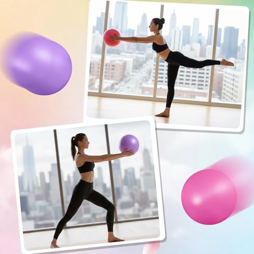 Image of 4 Pcs Small Exercise Pilates Ball Bulk 9 Inch Mini Yoga Balls Anti Burst and Slip for Stability, Fitness, Physical Therapy, Stretching & Core Workout at Home Gym Office Class