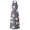 ZESICA Women's Halter Neck Floral Print Backless Split Beach Party Maxi Dress,Grey,Small
