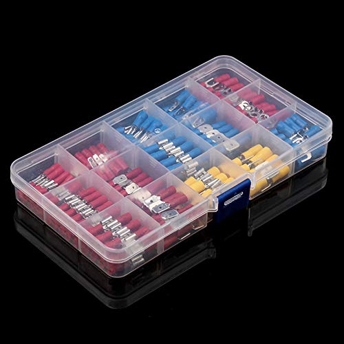 280pcs Spade Insulated Terminals Cable Connector Electrical Wire Crimp Butt Ring Fork Set Ring Lugs Rolled Crimp with Plier VUQLDHAYZ