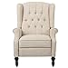 CHRISTOPHER KNIGHT HOME GDF Studio Elizabeth Tufted Fabric Recliner, Vintage Reclining Reading Armchair, Light Beige