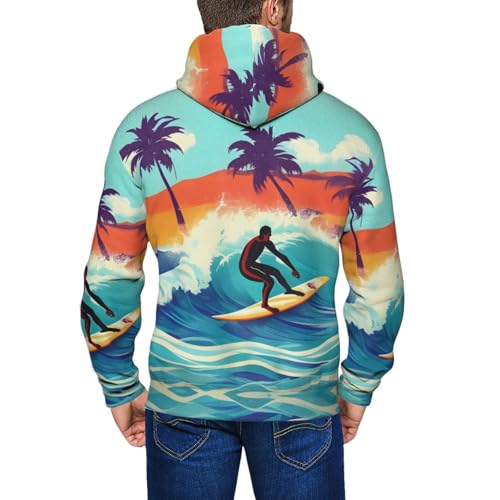 Sweat à capuche imprimé ondulé doté d'un col à cordon ajustable pour un style unique