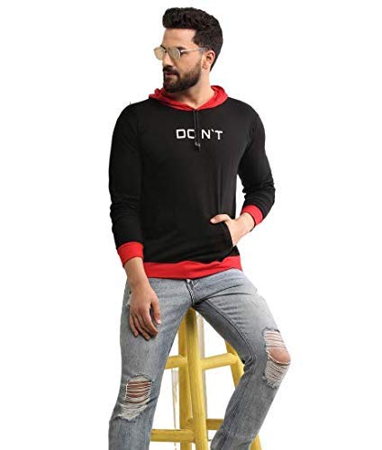 Image of Dagcros Men's Full Sleeve Printed Hooded Regular Fit T-Shirt