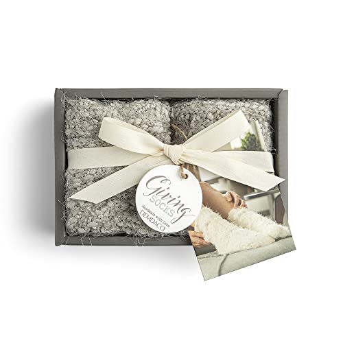 Demdaco Taupe Fuzzy Women's One Size Polyester Blend Crew Style Gift Boxed Giving Socks #TOP3