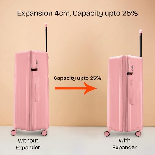 Image of Nasher Miles Krabi Expander Hard-Sided Polypropylene Luggage Set of 2 | 65cm & 75cm | 8 Wheels Medium & Large Trolley Bag for Travel | Suitcase (Peach)