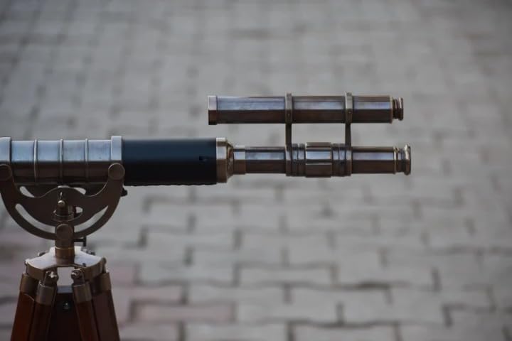 Floor Standing Telescope with Wooden Tripod Stand Working Telescope Adjustable Telescope Nautical Home Decor