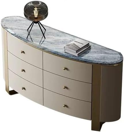 Entryway Cabinet Minimalist Six-Drawer Chest of Drawers Marble Dining Side Storage Furniture Leather Art Luxury Stone Entrance Corridor Decorative Table Sideboard Storage Cabinet(D)