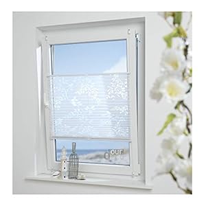 Ourdeco Plissee Ranke Blatt Weiß 110x130 cm