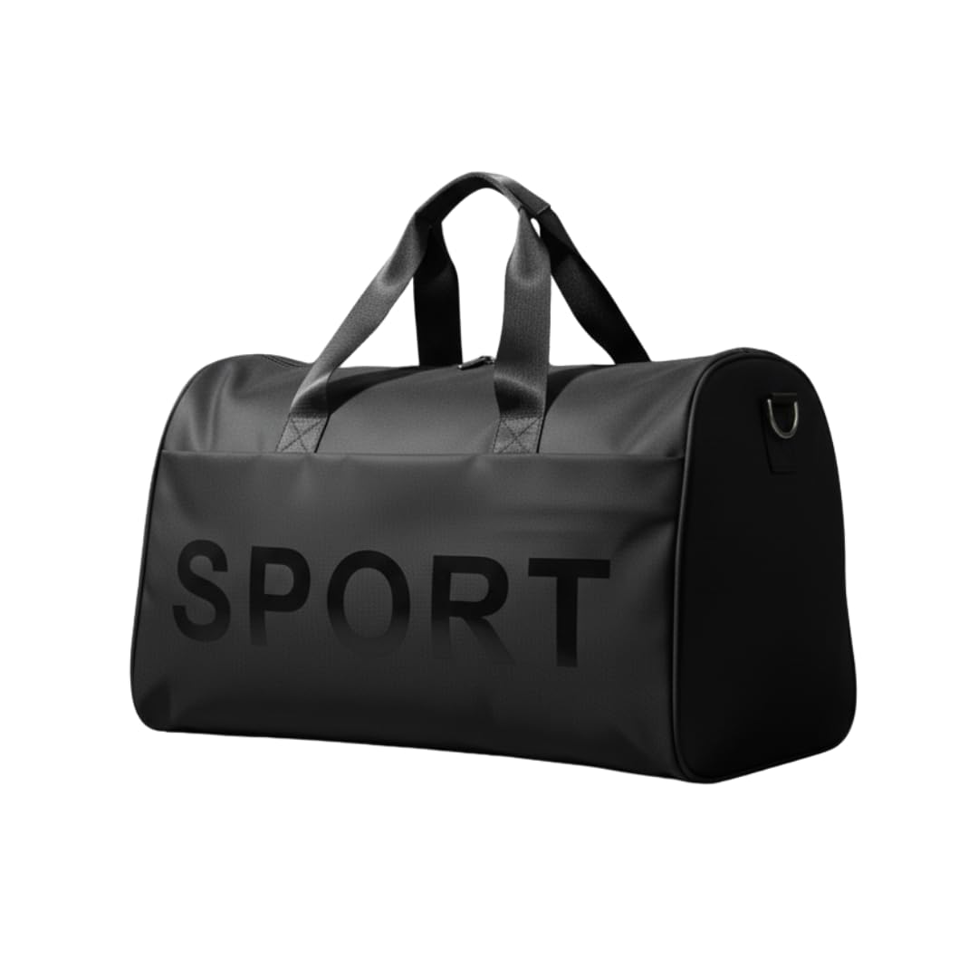 Unisex Gym Bag Duffel Bag, Black Waterproof Gym and Travel Bag with Shoulder Strap, 44cm x 31cm-image-32