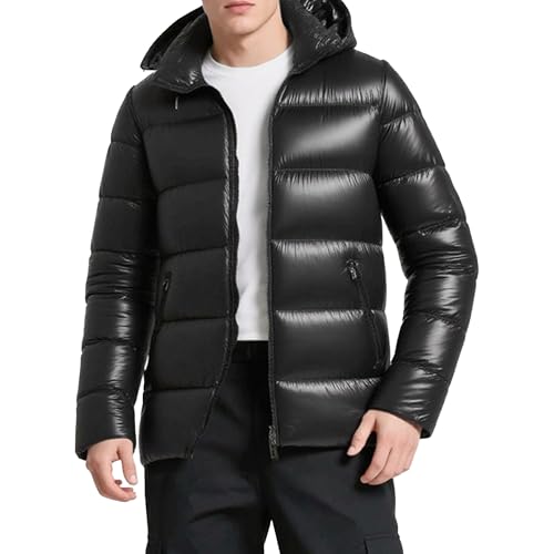 Chaqueta acolchada de hombre cómoda contra el frío con cuello alto integrado