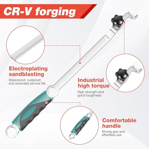 Image of NIHUIFDPY Wrench Extender Tool 15 inch (40cm), CR-V Universal Wrench Extension Adaptor Bar for Maximum Leverage, Torque Multiplier Tool with Non-Slip Grip for Mechanics & DIY, Fits Up to 1 inch (24mm)