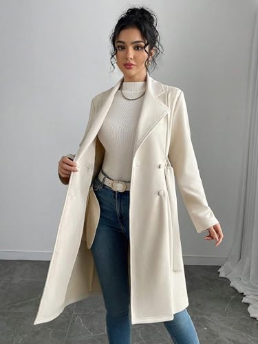 Chic Apricot Womens 2025 Fall Winter Jacket: Effortlessly Stylish Double-Breasted with Pockets (Medium) - Image 4