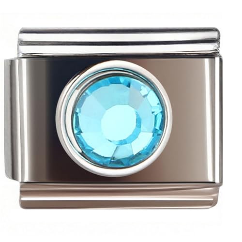 NOOFNO Italian Bracelet Charm,9mm,March,Birthday & Date > Birth Stone - Simple