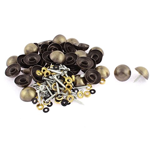 Aexit 40pcs 23mm Quality Parts Diameter Metal Semicircle Glass Mirror Screw Type Nail Decor Model:20as94qo685