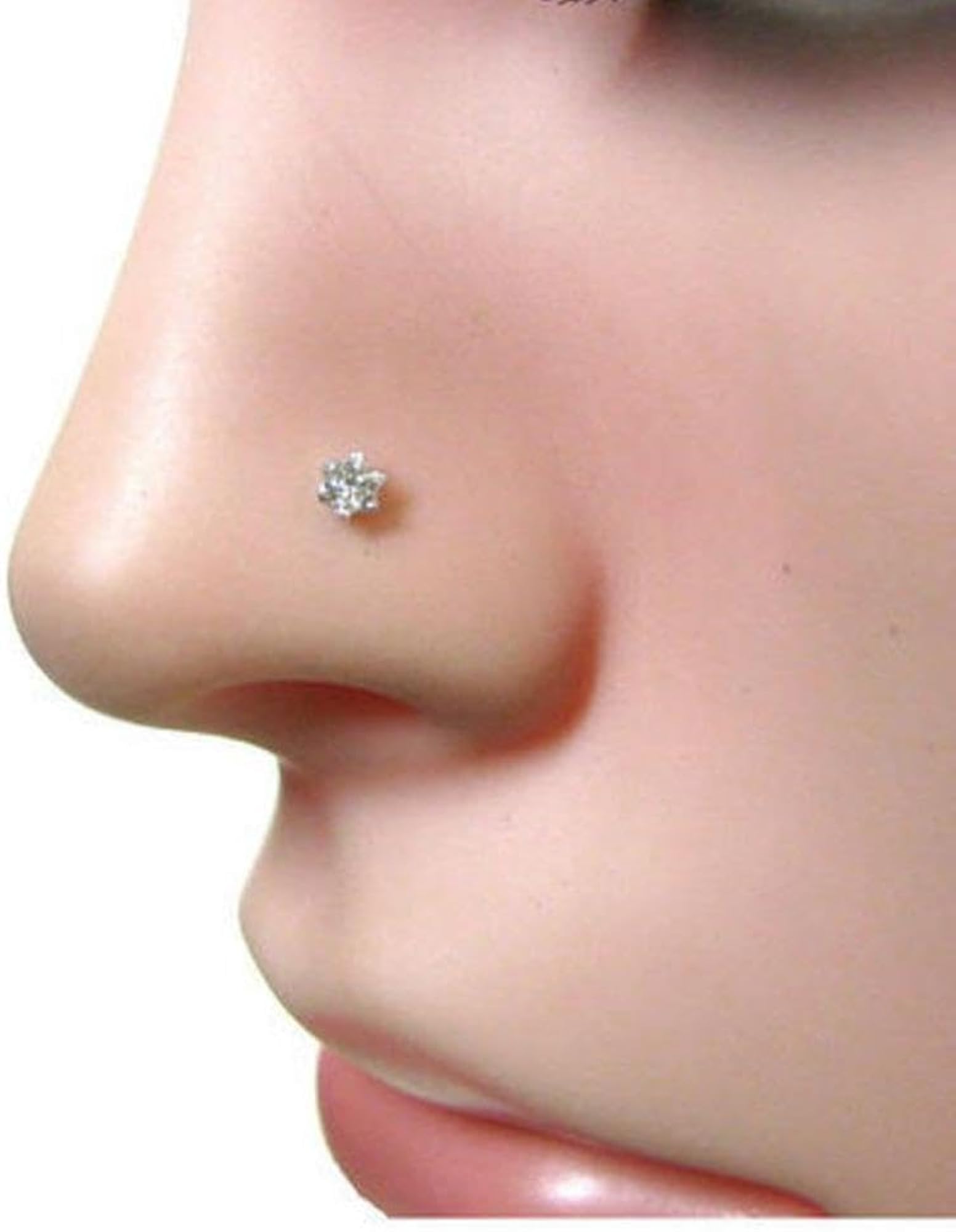 Women's Diamond Silver Nose Stud, Elegant Accessory