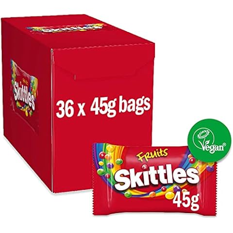 Skittles Sweets, Vegan Sweets Fruit Flavoured Chewy Bulk Sweets Box, Sweets Gift Box, 36 Packs of 45g Cover
