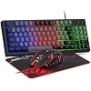 BlueFinger RGB 87 Keys Gaming Keyboard and Backlit Mouse Combo, USB Wired Rainbow Keyboard, Gaming Keyboard Set for Laptop PC Computer Game and Work(Black & Gray)