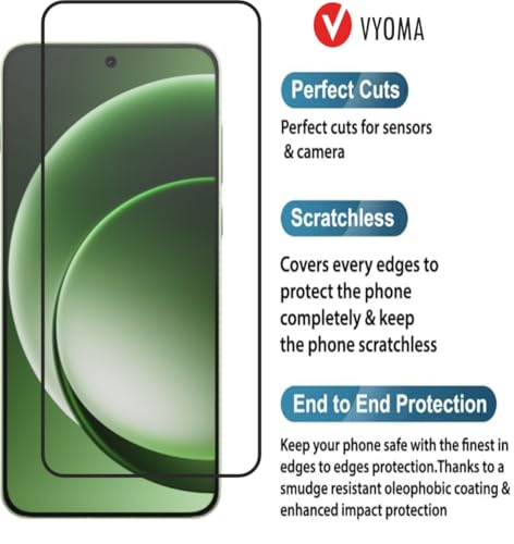 Image of VYOMA Military-Grade Gorilla Tempered Glass Screen Protector for Poco X8 Pro / Redmi Turbo 5 (Black), High Clarity, 9H Hardness Scratch Resistant, Shatterproof, Edge to Edge Full Screen Coverage with Easy Installation Kit