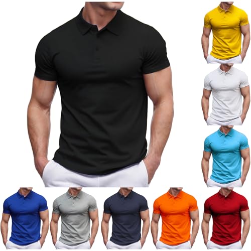 Polo para Hombre Manga Corta Cuello Solapa Holgado Camiseta Ajustada Casual Golf Transpirable miniatura 3