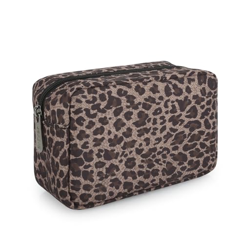 E-Tree Leopard Print Makeup Bag for Women Cosmetic Pouch Toiletry Case