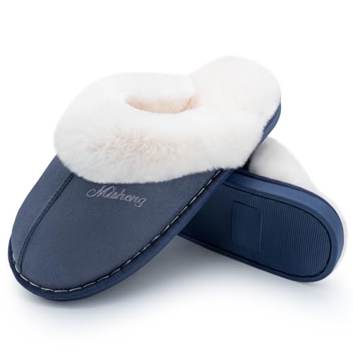 Plush House Slippers for Women, Fuzzy Warm Soft Home Slipper