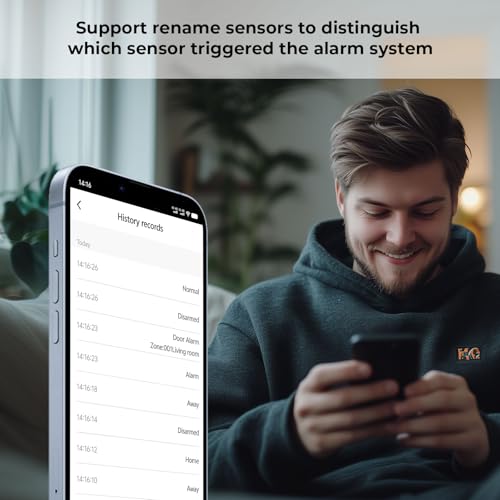XNY 4G Alarmas para Casa, WiFi Sistema de Alarma Doméstica Inalámbrico con Alerta App, 24 Piezas: Sirena, Detector de Movimiento Inmunitario Mascotas, Sensores de Puertas/Ventanas, Mandos a Distancia - imagen 7