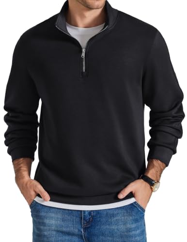COOFANDY 1/4 Zip Pullover Men Mock Neck sweatshirt Business Casual Sweater