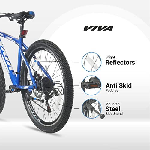 Image of Viva ALMA 27.5T Multispeed Alloy 21-Speed MTB Mountain Cycle for Adults with Shimano Gear & Dual Disc Brakes (Blue)