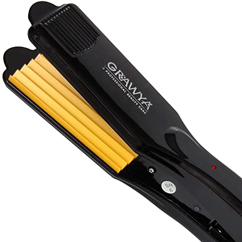 Professional Grawya Neo Tress Hair Crimper With Quick Heat Up & Gold Ceramic Wide Plates Crimp & Hair Styler