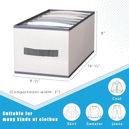 Image of Mulitple Compartments Foldable Jeans, T-Shirt, Pant Organizer; Clothing Storage Solution for Wardrobe Organization & Clothes Management (7 compartment (pack 0f 4), White)