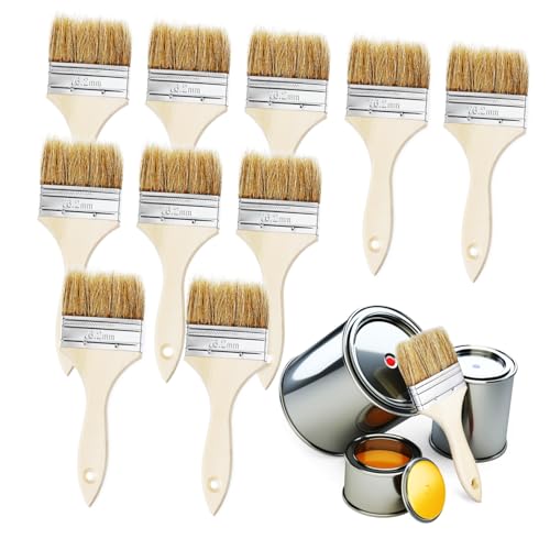 WOONEKY 10 Pcs Basting Brush with Wooden Handle Versatile Cooking Brushes for Grilling Baking and Crafts Ergonomic Design for Easy Application and Fatigue Reduction