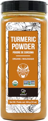 Image of Soeos Organic Turmeric Powder 10oz (284g), Non-GMO Verified, USDA Organic, Natural Curcumin, Lab Tested for Purity, Sealed Package To Keep Turmeric Fresh