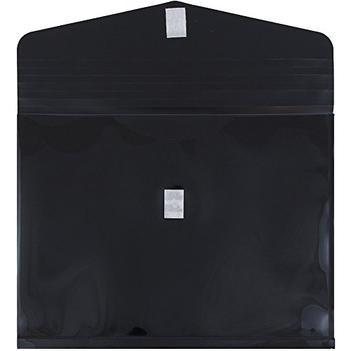 Jam Paper Plastic Expansion Envelopes With Hook & Loop Closure - Letter Booklet - 9 3/4 X 13 With 2 Inch Expansion - Black - 12/Pack #TOP1