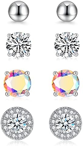 Sterling Silver Hoop Earrings for Women | Hypoallergenic S925 Huggie Hoop Earrings Small Unisex Cartilage Sleepers Huggie Hinged Earrings Studs Set for Multiple Piercing Jewellery Gifts for Girls Men